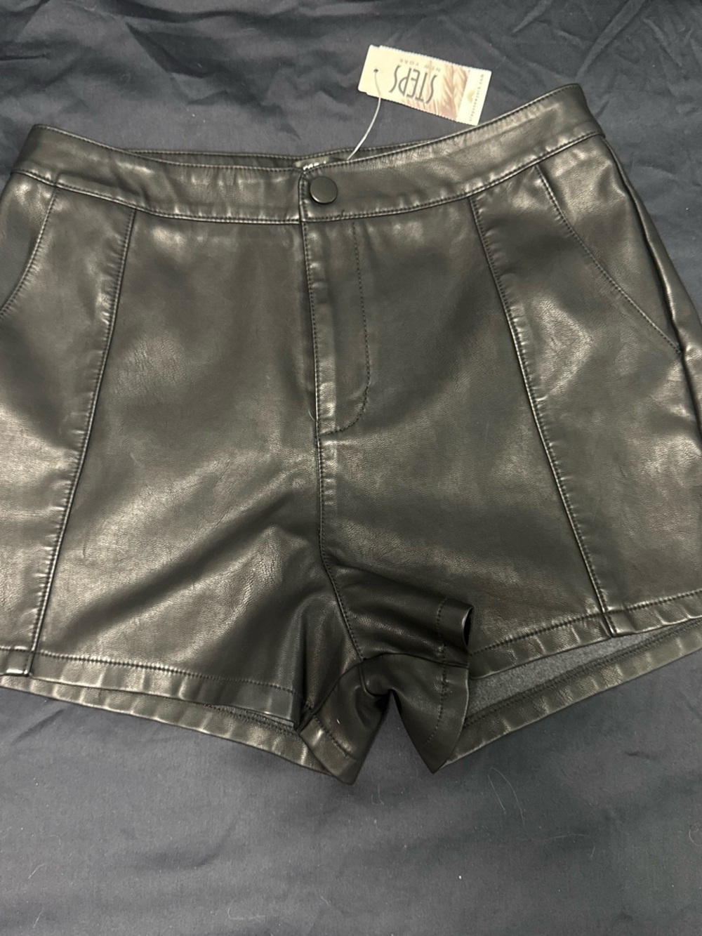 Faux Leather High-Rise Black Women's Shorts